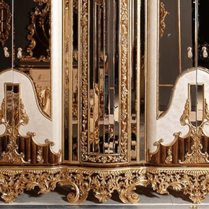 Armoire de luxe de style palais royal européen en acajou massif sculpté avec miroir doré, meuble de chambre classique antique pour chambre principale de villa - Product Image 3