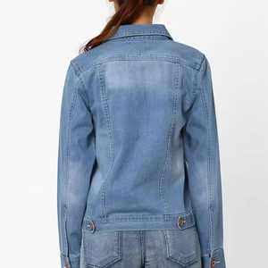 Ropa de Otoño para Mujer, Chaqueta Vaquera Corta con Logotipo Personalizado, Chaqueta Vaquera de Manga Larga con Cuentas de Perlas, Estilo Holgado - Product Image 3