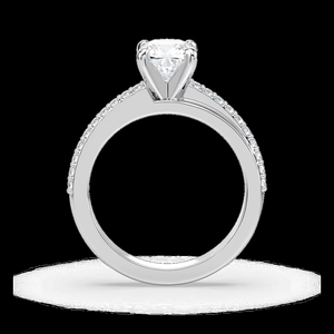 Bague de fiançailles en or massif 14 carats avec diamant de laboratoire taille coussin de 1,20 carat, sertie pavé, certifiée IGI - Product Image 2