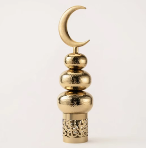 Finial islamique moderne en laiton, présentant trois sphères empilées avec une croissant de lune latérale, disponible à prix de gros. - Product Image 4