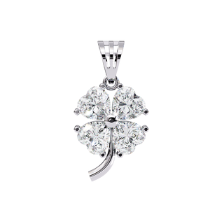 Collier pendentif trèfle à quatre feuilles en diamant de laboratoire certifié IGI, or blanc, bijoux fins pour cadeau, mariage, fête - Product Image 3
