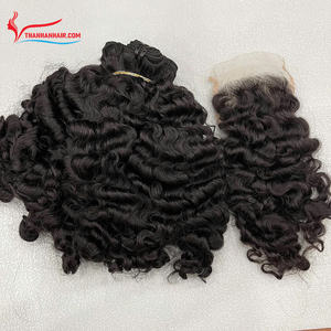 Prix usine Black Steam Fuzz Curly Bundle Extensions de cheveux de trame crue humaine Pas d'enchevêtrement Pas de perte Super soyeux prêt à expédier - Product Image 1