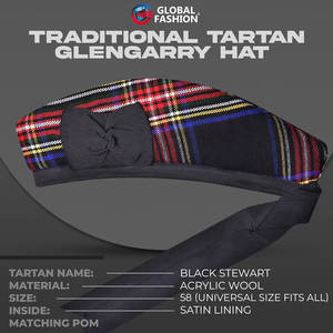 Gorro Glengarry Escocés para Vestimenta Formal con Diferentes Tartans, Trajes de Clan y Eventos Ceremoniales - Product Image 3