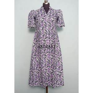 Kimono de Algodón Puro 100% Estampado a Mano, Estilo Casual, Tejido Natural, Largo hasta la Rodilla, Bata de Casa/Vestido de Playa Cómodo para Maternidad, para Todo el Invierno - Product Image 1