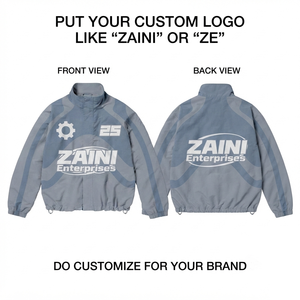 120 GSM Premium Polyester Windbreaker <b>Jacket</b> Light <b>Grey</b> Contrast Panel <b>Waterproof</b> Breathable Winter Men's High Street Style - Product Image 1