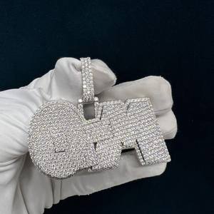 Colgante de Lujo con Letra Personalizada de Plata de Ley 925 con Moissanita VVS Brillante Certificada IGI para Hombre, Estilo Hip Hop - Product Image 3