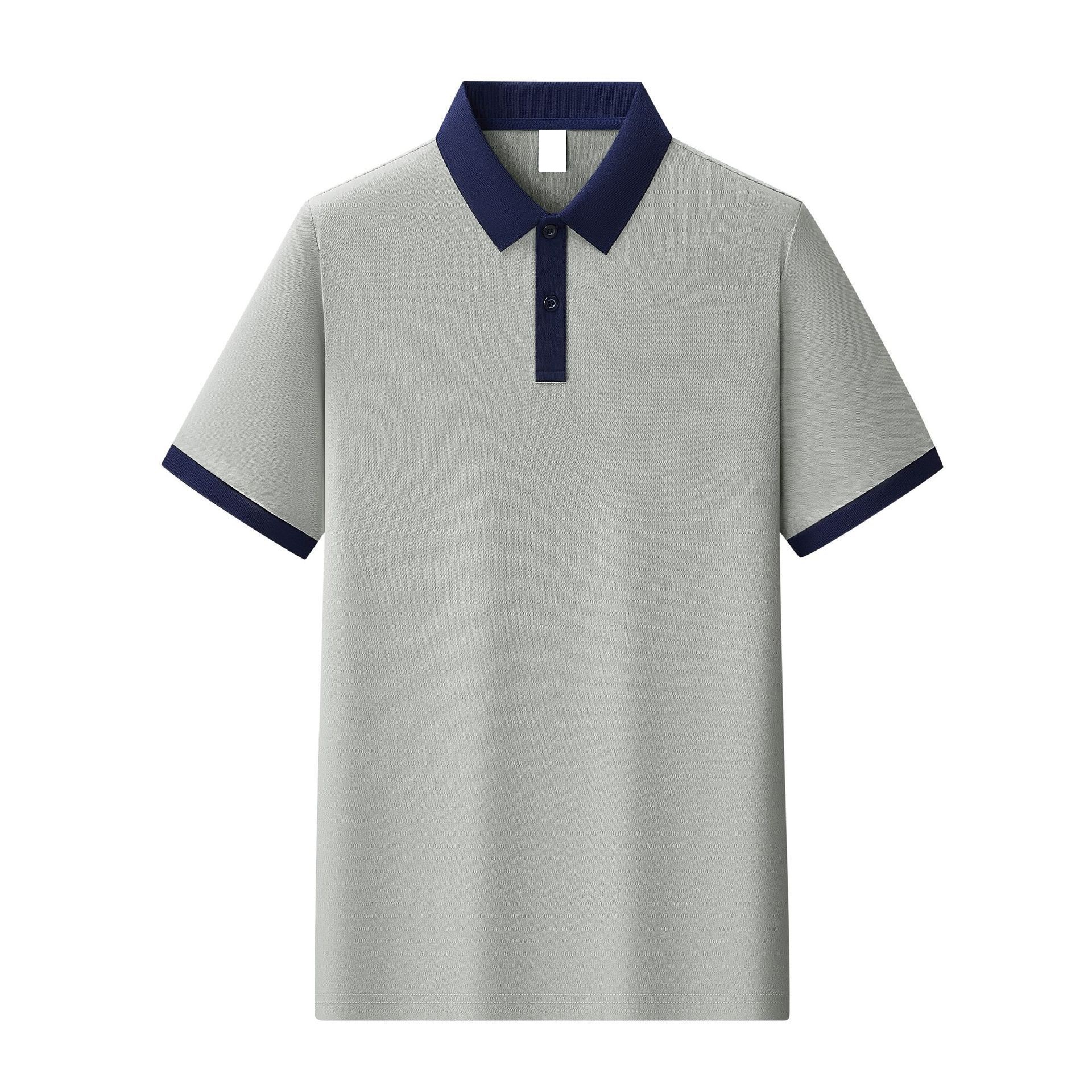 Camisa gris/cuello azul marino