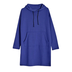 Sweat-shirt à capuche pour femme, couleur unie, manches longues, en coton tricoté, coupe ample, haut décontracté, vêtement d'automne - Product Image 1