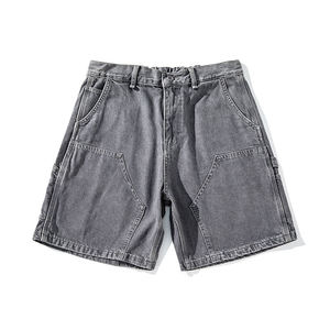Pantalones Cortos de Mezclilla para Hombre, Estilo Carpenter, 100% Algodón, Holgados, con Estampado en Relieve, Doble Rodilla, Jorts, Ropa Urbana Personalizada - Product Image 6