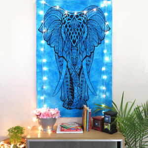 Tapisserie murale ethnique en coton à motif animalier, motif éléphant, multicolore, faite à la main, pour décoration intérieure, par Indian Consigners - Product Image 4