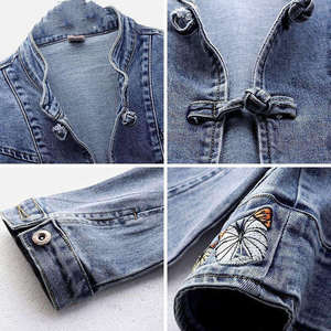 Veste en jean pour femme personnalisée avec logo, 100 % coton respirant, boutonnée, style streetwear, haute qualité, faible MOQ - Product Image 3