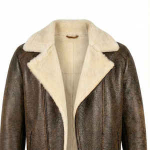 Genuine <b>Men's</b> Leather <b>Shearling</b> <b>Jacket</b> Premium Sheepskin Fur Aviator Winter Coat Warm Stylish Biker Outerwear Classic Fit - Product Image 3