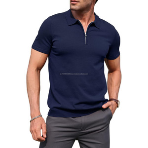 Polo de golf en coton tricoté 100% 200GSM, demi-zip, côtes aux poignets et à la taille, logo personnalisé - Product Image 2