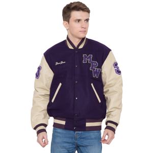 Logotipo personalizado de lana de cuero de oveja genuino Varsity Letterman College Bomber chaqueta cortavientos de invierno con forro acolchado chaqueta universitaria - Product Image 1