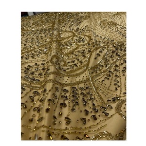 Tela de encaje de alta calidad con bordado de cuentas para vestidos de novia, vestidos de lujo, ropa formal y ropa de diseñador personalizada. - Product Image 1