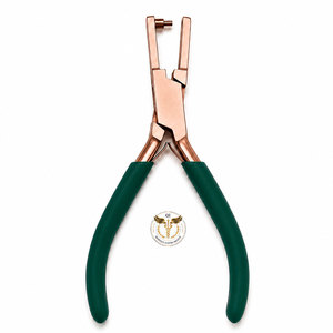 Alicates perforadores de joyería en oro rosa con mango ergonómico verde, herramienta de perforación de precisión - Product Image 1