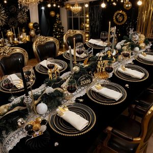 Kit di 350 Pezzi per Feste Usa e Getta, Piatti in Plastica Nero e Oro, Include 50 Piatti Fondi 9, 50 Piatti da Dessert 6.3, 50 Bl - Product Image 2