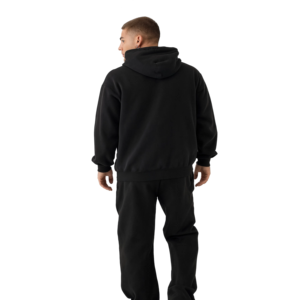 Conjunto Deportivo Negro con Capucha para Hombre, Pantalón Largo de Color Sólido con Bolsillos Laterales, Ropa Casual Transpirable, Estilo Otoñal - Product Image 2