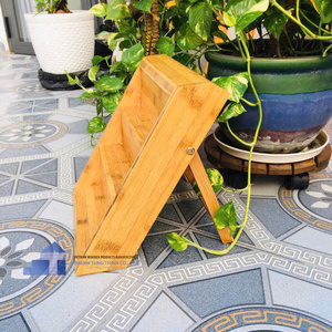 Étagère à épices en bois avec 10 bocaux en verre, organisateur de rangement de cuisine en bambou naturel, ensemble de forme rectangulaire, emballage fabriqué au Vietnam - Product Image 6