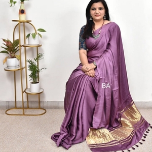 Sari en soie Gajji pure, élégant, doux, artisanal, traditionnel indien - Product Image 1