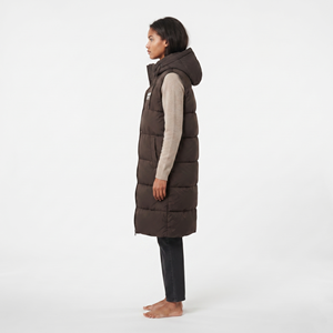 Chaleco Largo Acolchado de Invierno para Mujer, de Alta Calidad, con Capucha, Chaqueta Acolchada sin Mangas con Cremallera Completa, Estilo Urbano, Venta al por Mayor Personalizada - Product Image 3