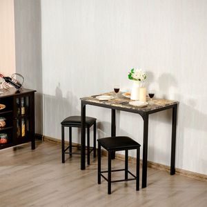 Set da Pranzo a 3 Pezzi con Tavolo in Finto Marmo, Elegante Collezione per Sala da Pranzo - Product Image 6
