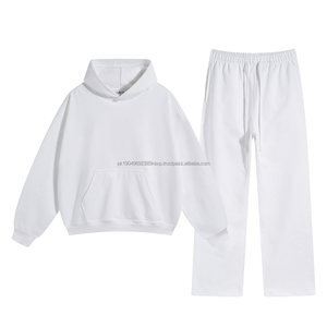 Bulk <b>Sale</b> American Style Custom Heavyweight 430GSM Cotton Plain Blank Hoodies and Sweatpants Men Sweatsuit Tracksuit Set - Product Image 3