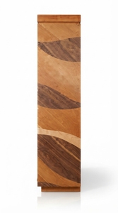 Wood Grain Pre-Assembled Freestanding 3-Shelf Glass Door Etagere <b>Display</b> <b>Rack</b> Card Guides 12mm Panel Decorative Storage for - Product Image 3