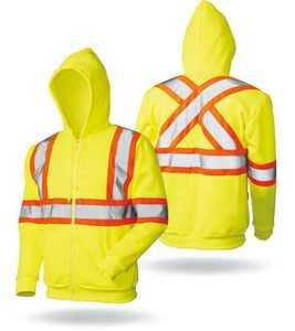 Veste de travail en polyester réfléchissant haute visibilité pour hommes avec capuche et bandes de sécurité - Product Image 2