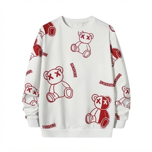 Unisex Cartoon <b>Bear</b> Printed Oversized Pullover Sweatshirt Streetwear O-Neck Knitted Cotton Autumn Wear - Product Image 3