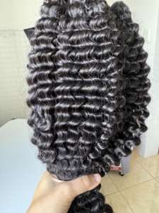 Deep Wave Hot <b>Sale</b> Top Quality Genius Wefts 100%Virgin Human <b>Hair</b> <b>Extensions</b> Full Cuticle Intact - Product Image 2