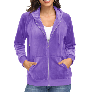 Zipper Style Fashion Wear Women Velvet <b>Hoodies</b> Autumn Winter Solid Color Ladies Zipper <b>Hoodies</b> For Online Sale - Product Image 1