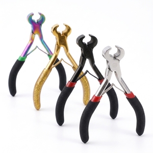เครื่องมือต่อผมสีทองสำหรับใช้ในเชิงพาณิชย์ คีมตัดเคราติน ด้ามจับยางกลิตเตอร์ สแตนเลสสตีล - Product Image 1