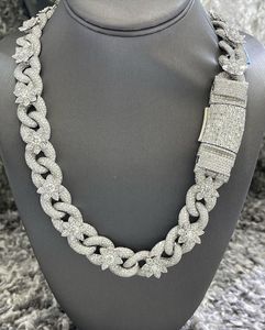 High Quality 20mm Hip Hop <b>Iced</b> Cuban <b>Chain</b> VVS Moissanite Lock Shape Pattern Sterling Silver Gold Plated Link <b>Chain</b> <b>Iced</b> Jewelz - Product Image 6