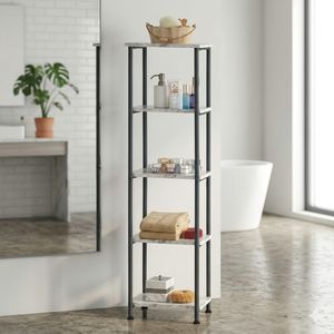 Estante moderno de esquina de vidrio con patrón de mármol de 5 niveles, organizador de almacenamiento OEM directo de fábrica para el hogar, Hotel, estantes de baño enviados - Product Image 1