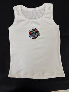 Top de tirantes con cuentas para niñas y mujeres, camiseta sin mangas de algodón acanalado para bebés, chaleco sin mangas con bordado de pez, ropa de verano para bebés - Product Image 1