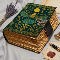 Journal en cuir Scarabée Égyptien, fait main, style Égypte Ancienne, classique, religieux, vintage, papier à bords festonnés, 200 pages, journal de mythologie