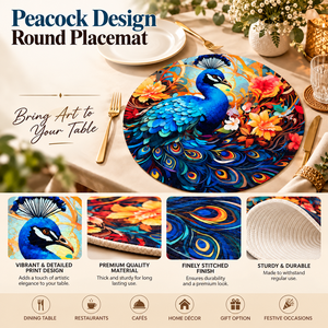 Elegant Peacock Pattern Polyester <b>Placemat</b> for Restaurant Hotel and Dining Use - Product Image 4