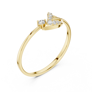 Anillo de oro macizo de 14k para mujer con diamante de corte redondo minimalista de hoja natural, ideal para regalo, compromiso, aniversario, boda. - Product Image 3