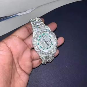 Montre en Moissanite Diamantée la Plus Vendue pour Hommes, Entièrement Sertie de Pierres, en Acier Inoxydable, Étanche, à Quartz, Style Hip Hop, en Promotion - Product Image 1
