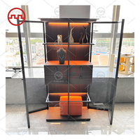 Beleuchtete Transparente Aluminium-Holz-Glas Luxus Moderne Vitrine Aufbewahrungsmöbel Schrank mit Schubladen