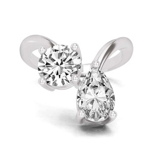 Nouvelle collection, différents motifs, bague en or massif 14k/18k Rosalie Two Stone Toi et Moi avec diamants de laboratoire, bijoux pour femmes. - Product Image 1