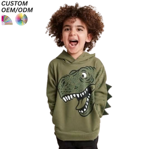 Custom Printed Logo 100% Cotton Baby Hoodies Pullover Knitted Breathable Hooded Sweatshirts for Kids Boys Girls - Product Image 3