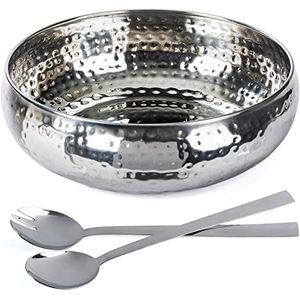 Bol en acier inoxydable martelé, design moderne poli, compatible lave-vaisselle, bols de service pour aliments, utilisation pour les fêtes - Product Image 2