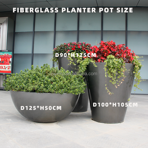 Maceta Redonda Grande de Fibra de Vidrio, Moderna, para Decoración de Jardín Exterior, para Hoteles y Centros Comerciales - Product Image 2