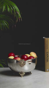 Customised Modern Home <b>Decor</b> Item Unique Brass Silver <b>Decorative</b> <b>Fruit</b> Bowl Eye-Catching Plant Pattern <b>for</b> Christmas Ramadan - Product Image 2