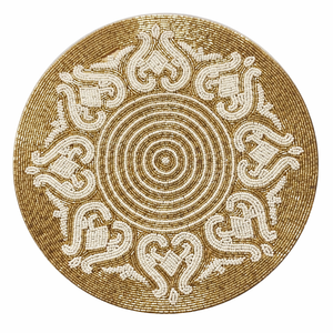 Set de table rond en verre brodé à la main de qualité supérieure pour événements festifs, idéal pour la table à café et la table à manger. - Product Image 1