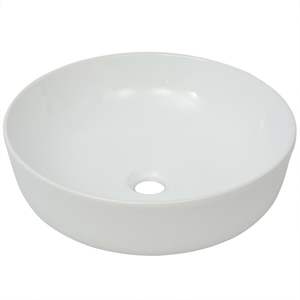 Lavabo Redondo de Cerámica Blanca de 16.3"x5.3" para Baño - Product Image 2