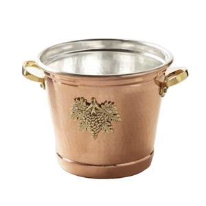 ถังน้ำแข็งสแตนเลสพร้อมหูจับทองเหลือง ถังแช่ไวน์โลหะคุณภาพสูง ถังน้ำแข็งโลหะตกแต่งสำหรับอุปกรณ์บาร์ - Product Image 1
