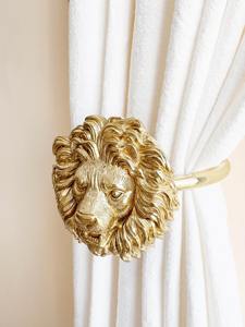 Gancho para cortina con diseño de cara de león, acabado en oro metálico, perfecto para la sala de estar y decoración de interiores con temática real, procedente de la India. - Product Image 4